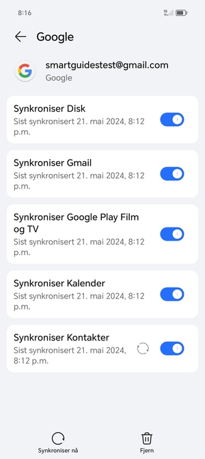 Velg Synkroniser nå