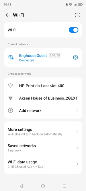 You are now connected to the Wi-Fi network