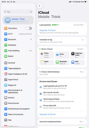 Vælg iCloud-sikkerhedskopi