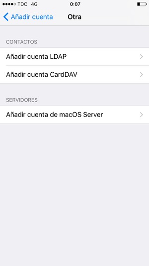 Seleccione Añadir cuenta CardDAV