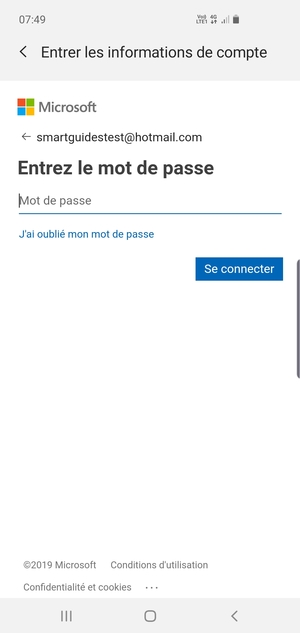 Saisissez votre mot de passe et sélectionnez Se connecter
