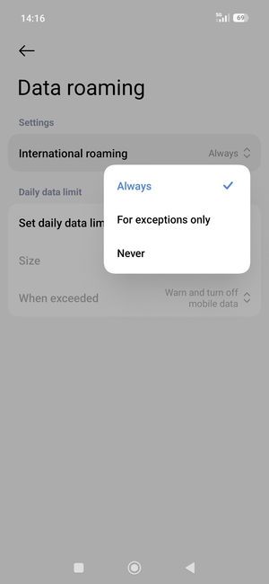 Select your preferred option