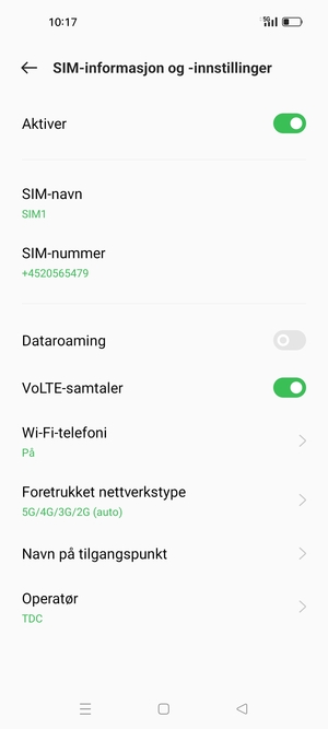 For å bytte nettverk hvis det oppstår nettverksproblemer, velg Operatør