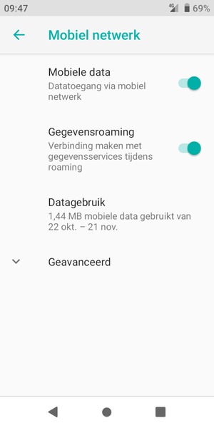 Schakel Gegevensroaming in of uit