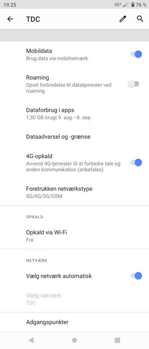 Slå Vælg netværk automatisk fra