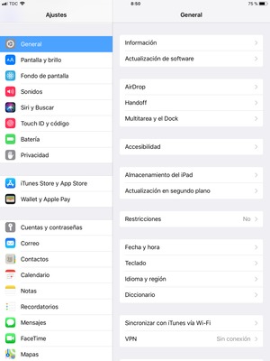 Seleccione General y Actualización de software