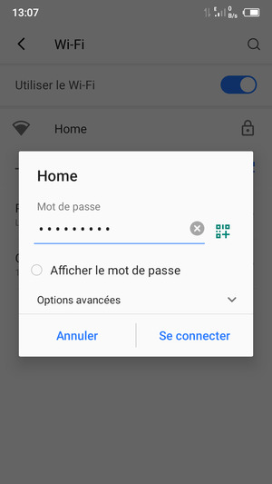 Saisissez le mot de passe du Wi-Fi et sélectionnez Se connecter