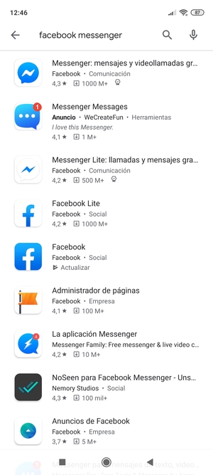 Seleccione la aplicación