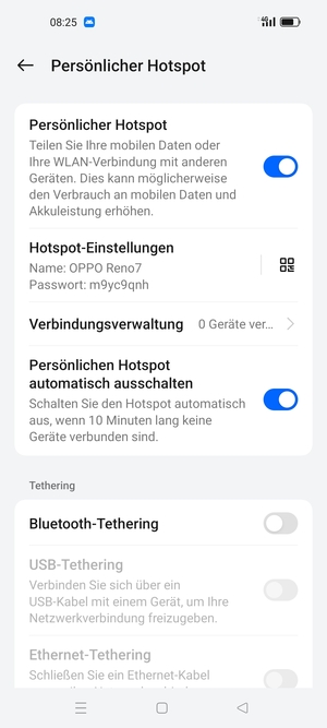 Ihr Handy ist jetzt für die Verwendung als Modem eingerichtet