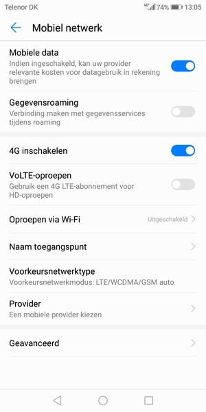 Selecteer Voorkeursnetwerktype