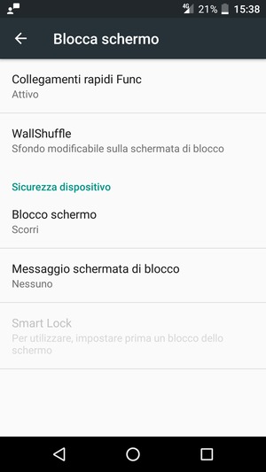 Seleziona Blocco schermo