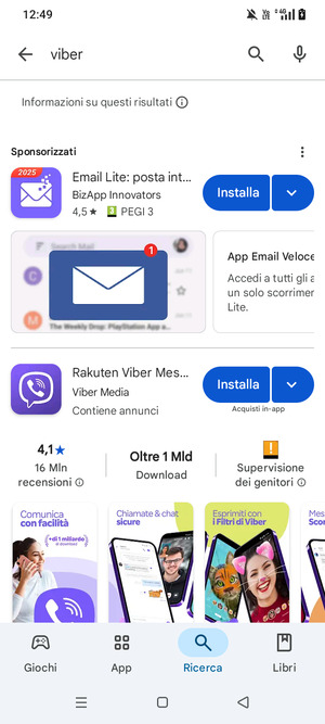 Seleziona l'applicazione