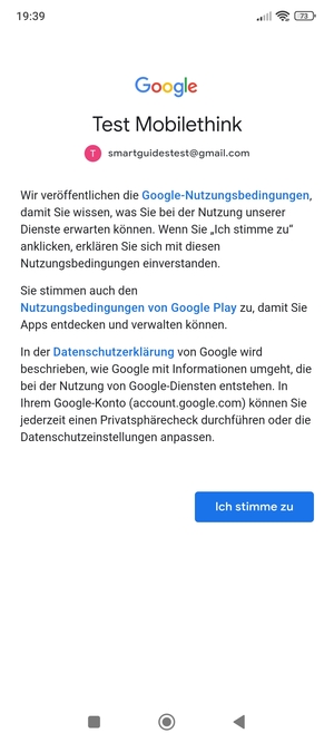 Wählen Sie Ich stimme zu