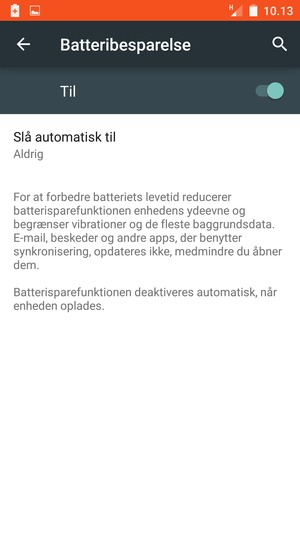 Slå Batteribesparelse til