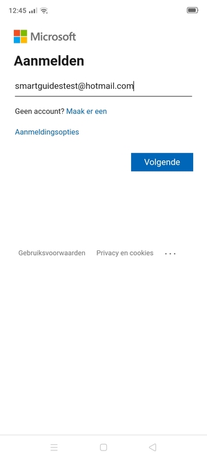 Voer uw e-mailadres in en selecteer Volgende