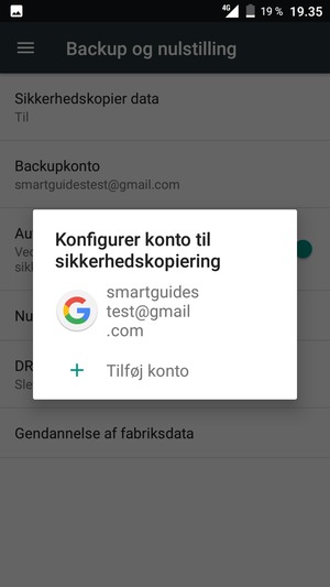 Vælg din sikkerhedskopi-konto