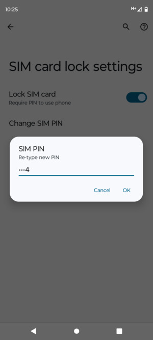 Confirm your new SIM PIN and select OK