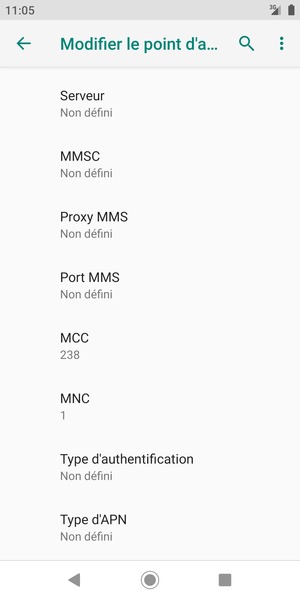 Faites défiler vers le bas et saisissez les informations MMS