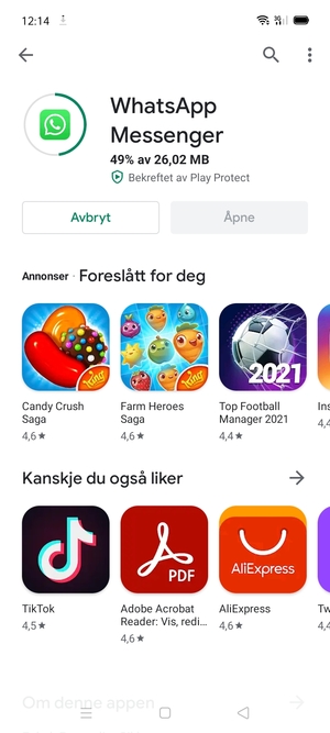 Vent til installasjonen er ferdig