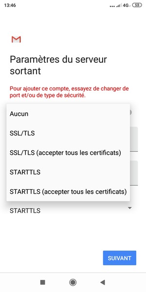 Sélectionnez Aucun puis SUIVANT