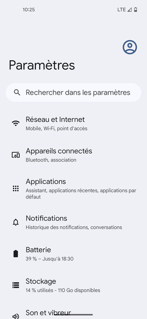 Sélectionnez Réseau et Internet