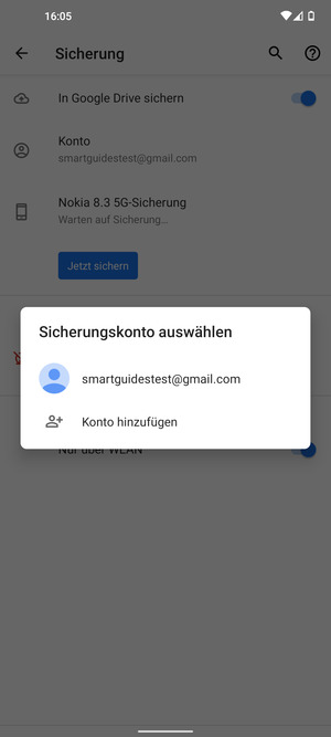 Wählen Sie Ihr Konto für Backup
