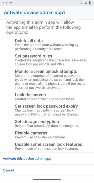 Scroll to and select Activate this device admin app
