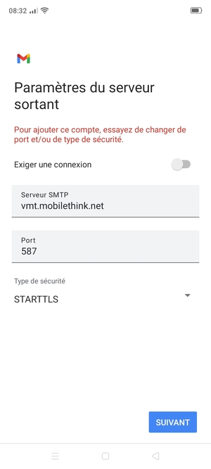 Sélectionnez Type de sécurité
