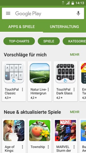 Wählen Sie die Suchleiste
