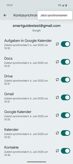 Wählen Sie Jetzt synchonisieren