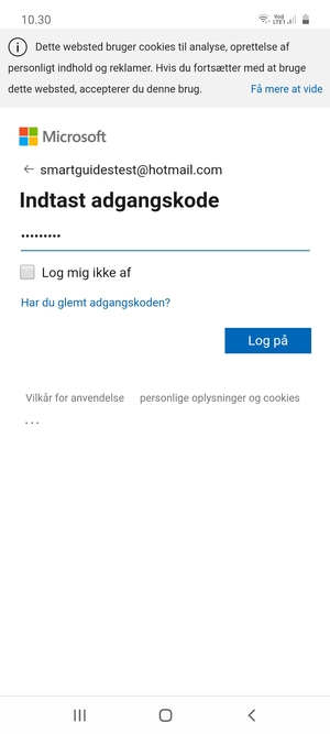 Indtast din adgangskode og vælg Log på