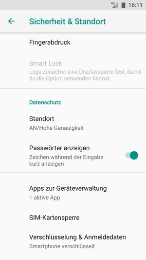 Scrollen Sie und wählen Sie Standort