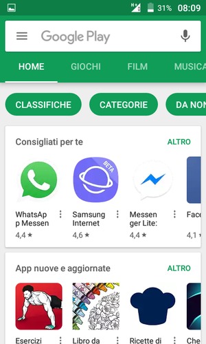 Seleziona la barra di ricerca