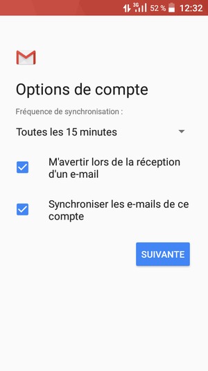 Sélectionnez SUIVANTE