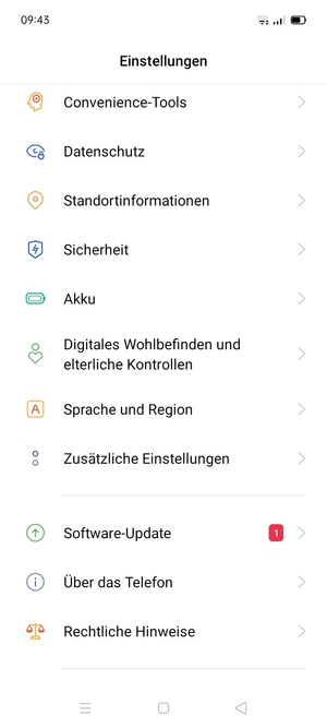 Scrollen Sie und wählen Sie Sicherheit