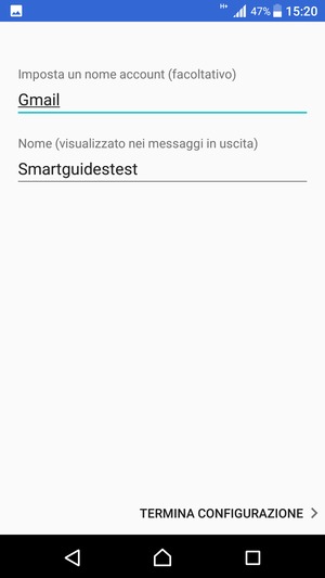 Scegli un nome per il tuo account e inserisci il tuo nome. Seleziona TERMINA CONFIGURAZIONE