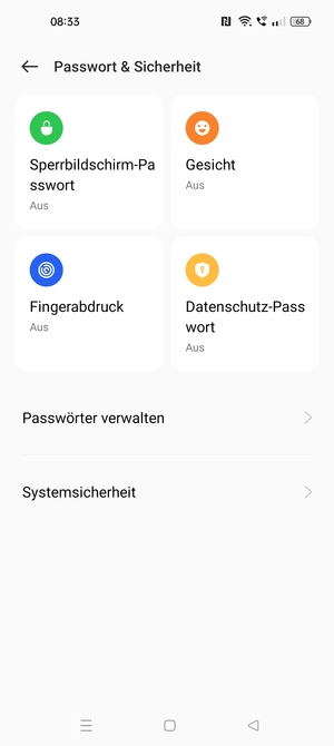 Wählen Sie  Sperrbildschirm-Passwort