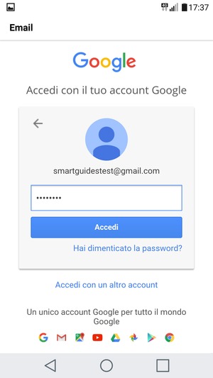 Inserisci la tua password e seleziona Accedi