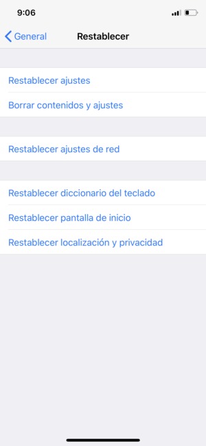 Seleccione Borrar contenidos y ajustes
