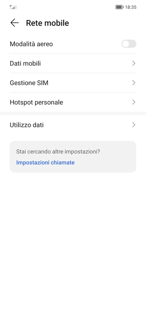 Seleziona Dati mobili