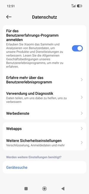 Scrollen Sie und wählen Weitere Sicherheitseinstellungen