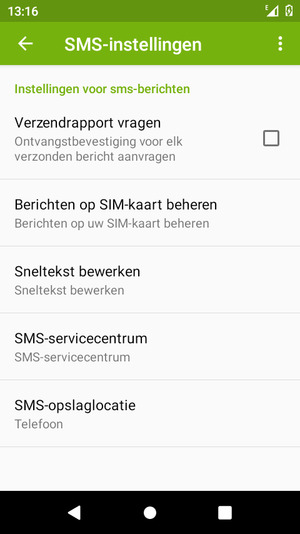 Selecteer SMS-servicecentrum