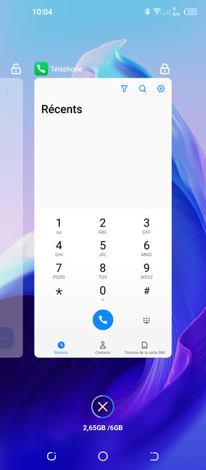 Sélectionnez l'icône Supprimer pour fermer toutes les applis en cours d'exécution