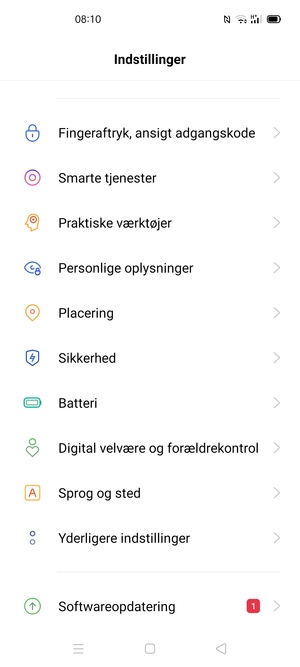 Scroll til og vælg Sikkerhed