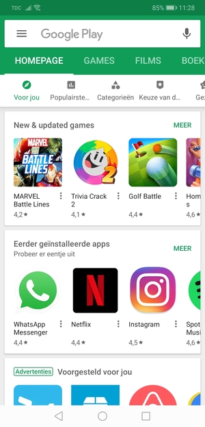 Selecteer de zoekbalk