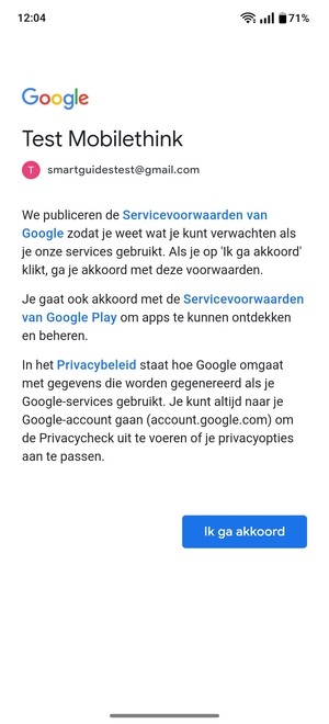 Selecteer Ik ga akkoord