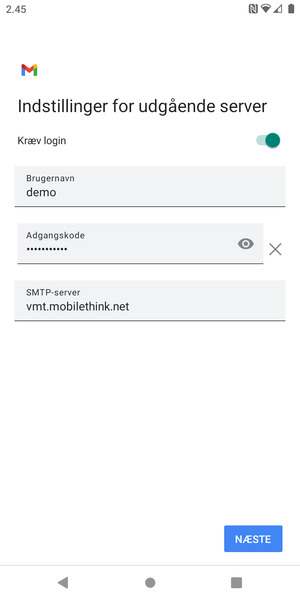 Indtast udgående serveradresse