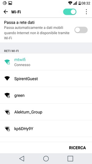 Ora sei connesso alla rete Wi-Fi