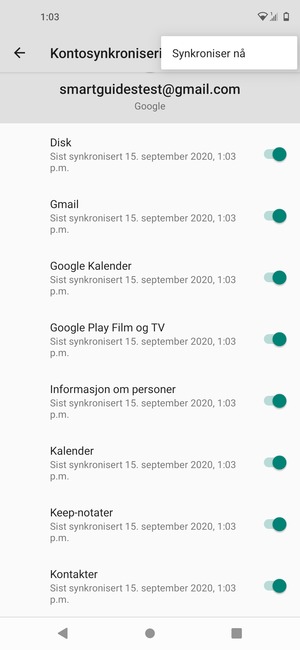 Velg Synkroniser nå