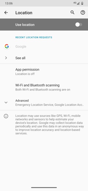 Turn off Use location